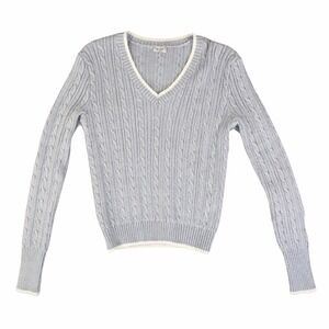 John Galt Cable Knit Sweater Blue 100% Cotton Beach Vacation Brandy Melville